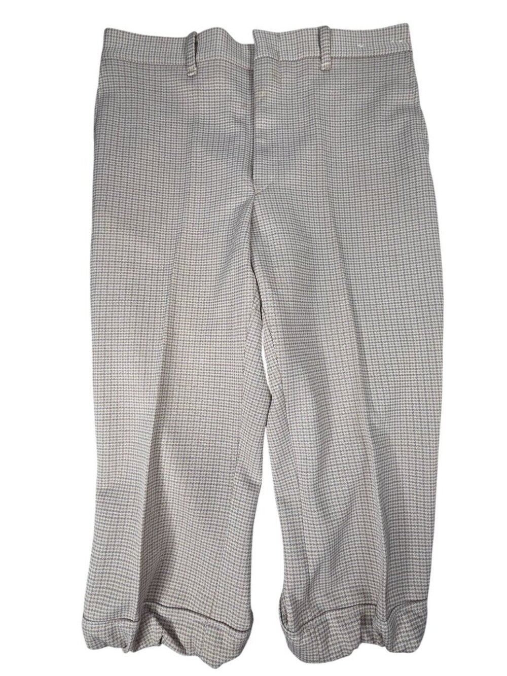 Vintage Brown & White Houndstooth High-Waisted Mens Breeches, Mens 32